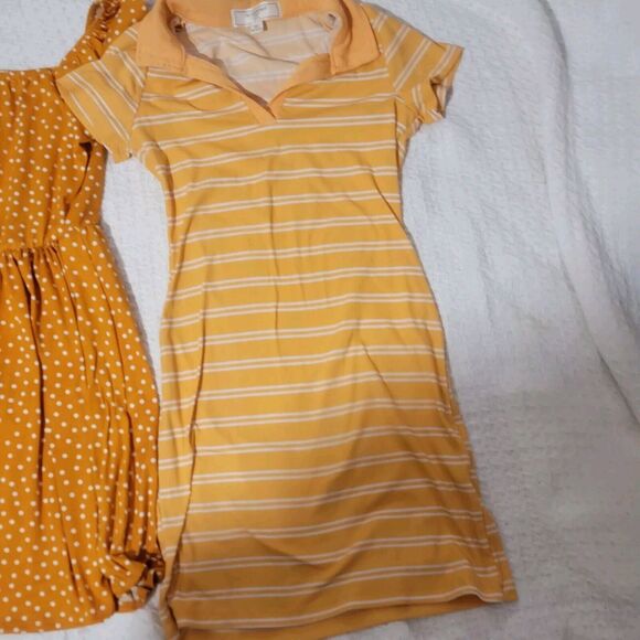 Girls Dress Bundle 2 Soft Orange Dresses Casual And Cute Size 10 Polka Dots - Picture 2 of 6
